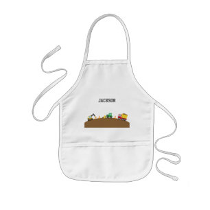 Tablier Enfant Véhicules de construction mignons pour garçons