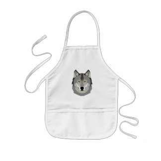 Tablier Enfant Visage de loup gris mignon et Cool, animal illustr