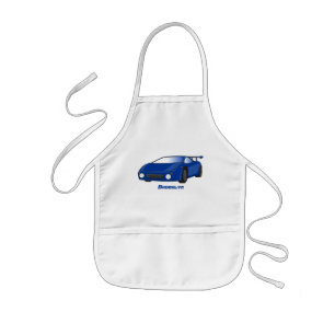 Tablier Enfant Voiture de sport bleue avec illustration d'aileron