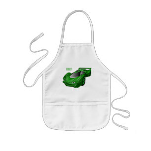 Tablier Enfant Voiture de sport verte avec illustration airfos