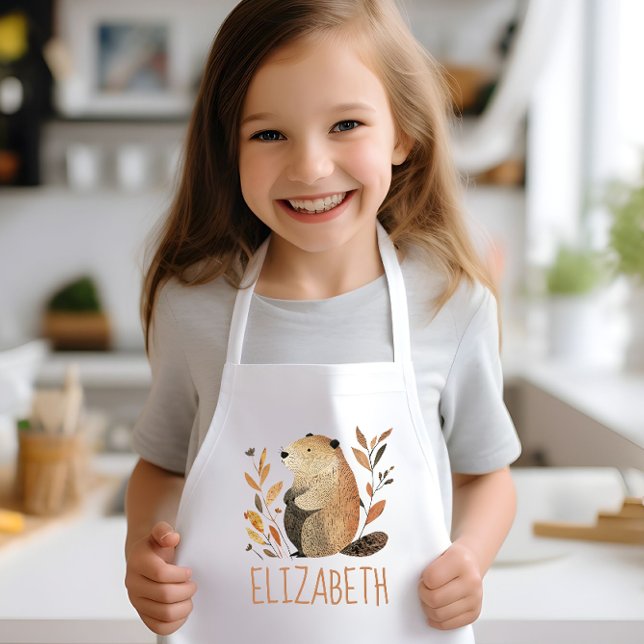 Tablier Enfant Woodland Groundhog Cute Personalized (Créateur téléchargé)