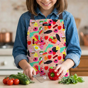 Tablier Enfants Cœurs Sucrés Motif Pâtisserie Arti