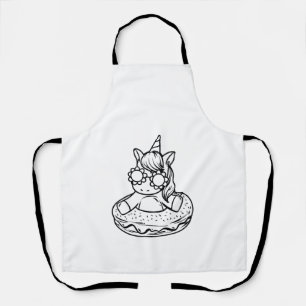 Tablier Enfants Licorne Dans Un Beignet Pour Colorier Pein