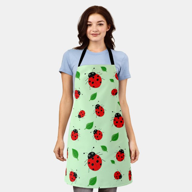 Tablier Enfants mignonne Rouge coccinelle et congé vert en (Porté)