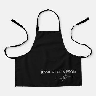 Tablier Enfants Personnalisé Noir Monogramme Nom mignon 