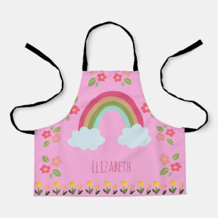 Tablier Enfants personnalisés mignon arc-en-ciel fille ros