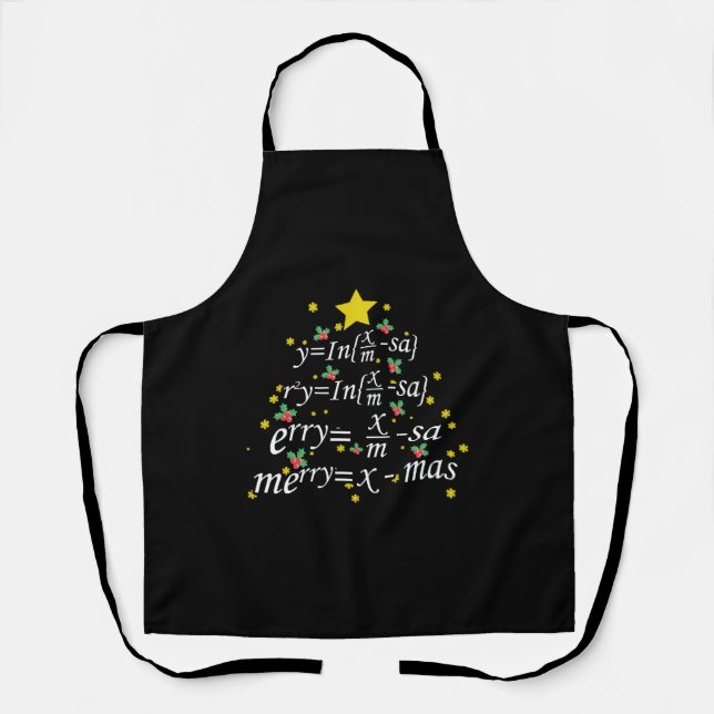 Tablier Enseignant de Noël - Arbre de l'enseignant de math (Recto)
