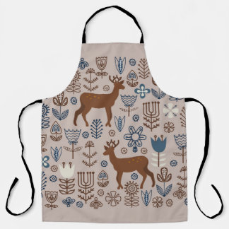 Tablier Ensemble d'éléments floraux de style scandinave,