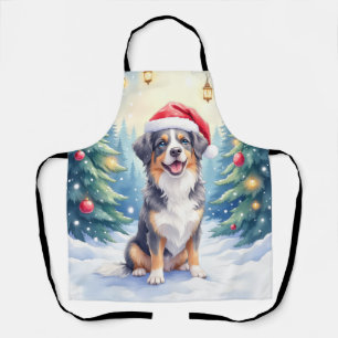 Tablier Entlebucher Mountain Dog Forêt enneigée Père Noël