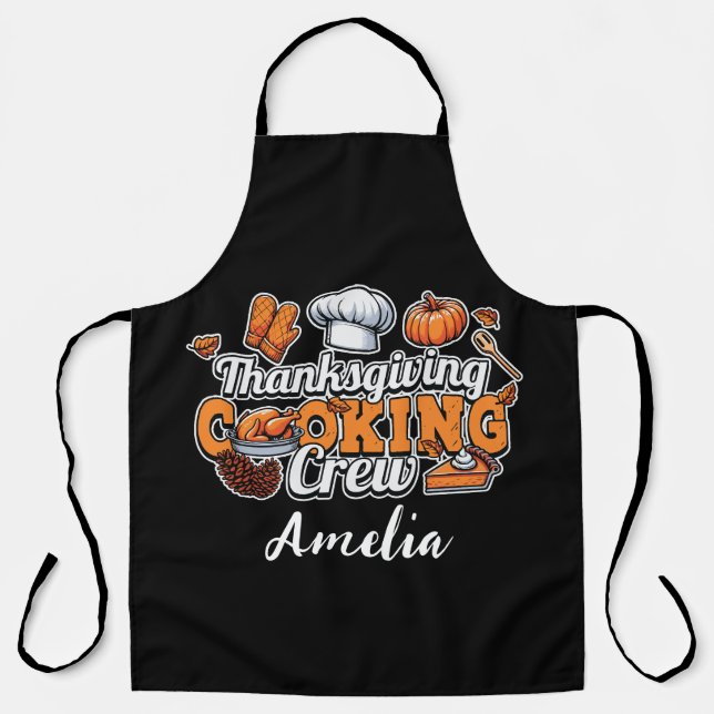 Tablier Équipage de Cuisine de Thanksgiving d'automne | Fê (Recto)