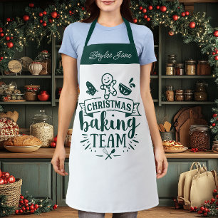 Tablier Équipe de cuisson de Noël personnalisée verte mign