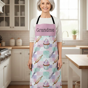 Tablier Équipe de cupcakes pastel personnalisés pour grand
