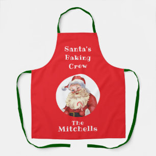 Tablier Équipe de pâtisserie de Noël Rétro Père Noël Unise