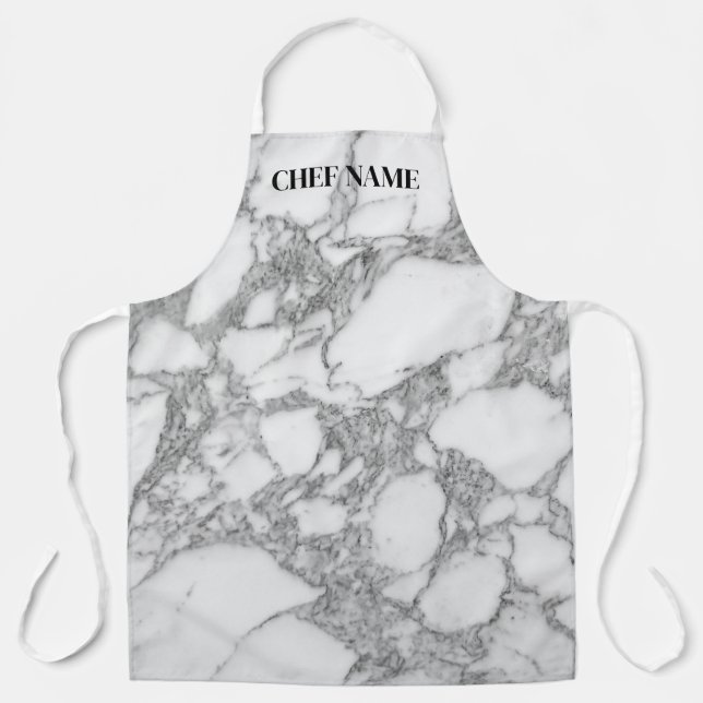 Tablier Espace de cuisine motif en marbre blanc (Recto)