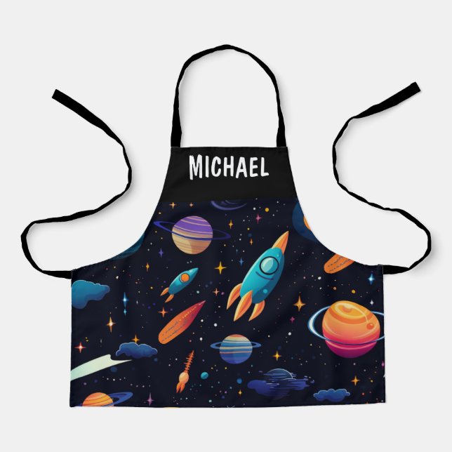 Tablier Espace Extérieur Rocket Espace Enfants Personnalis (Recto)