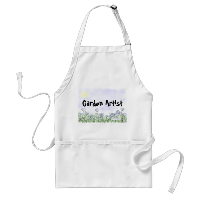 Tablier Espace Jardin Fleurs Bleues (Personnaliser) (Devant)