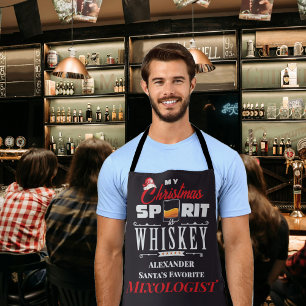 Tablier Esprit de Noël Whiskey Bourbon Cadeau de Mixologue