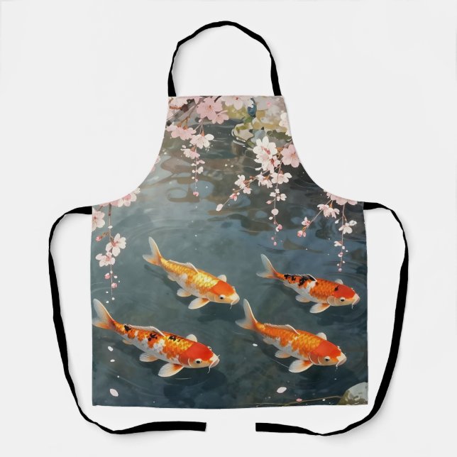Tablier Étang de carpes à fleurs de cerisier Sérénité (Recto)