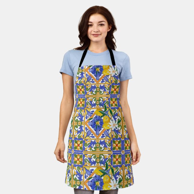 Tablier été, agrumes, sicilienne, style méditerranéen, cit (Porté)