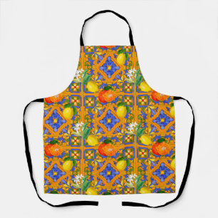 Tablier Été, Carreaux siciliens, agrumes, oranges, majol