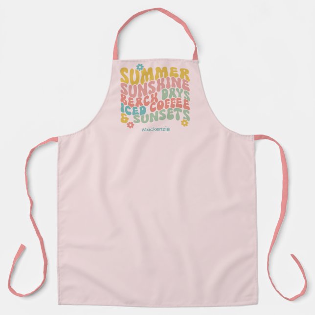 Tablier Été Super Rétro Monogramme rose Nom Bagage (Recto)