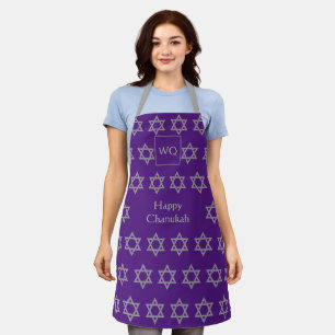 Tablier Étoile de David   HEUREUX CHANUKAH   Monogramme vi
