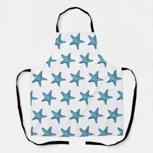 Tablier Étoile de mer bleue aquarelle nautique
