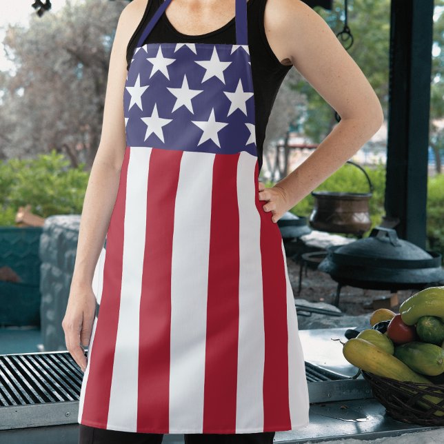 Tablier Étoiles et rayures du drapeau américain (American Flag - Red, White and Blue - Stars and Stripes Apron)