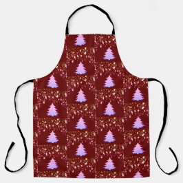 Tablier Étoiles violettes de Noël et arbre avec billes, ZS