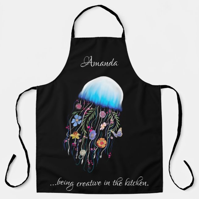 Tablier Être créatif dans la cuisine méduse florale (Recto)