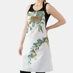 Tablier Eucalyptus d'or Salon de verdure Monogramme Apron