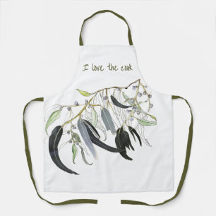 Tablier Eucalyptus Vert Aquarelle J'aime le cuisinier