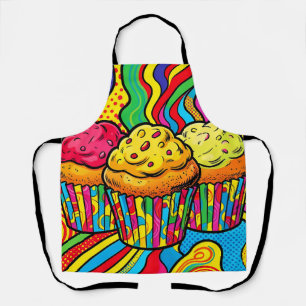 Tablier Explosion de cupcakes arc-en-ciel Pop Art