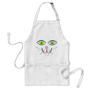 Tablier Face de chat mignonne sur blanc