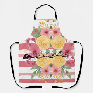 Tablier Faire-part de Fiançailles Floral Élégant & Noms