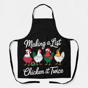 Tablier Faire une liste Poulet Ça deux fois Noël Coq