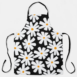 Tablier Faisceaux de printemps rétro motif floral noir