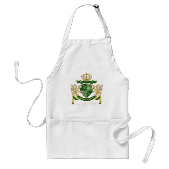 Tablier Faites votre propre blouse d'armoiries Green Gold  (Devant)