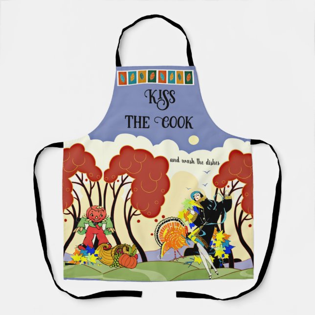 Tablier Fall, Thanksgiving, Kiss the Cook Apron (Recto)