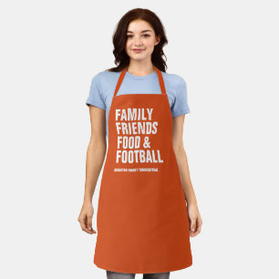 Tablier Famille amis nourriture et football orange Thanksg