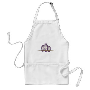 Tablier Famille de hibou géométrique stylisée violet