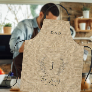Tablier Famille de nom de monogramme personnalisé élégant