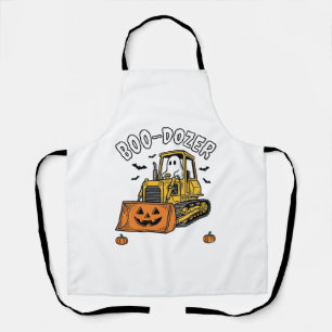 Tablier Fantôme d'Halloween Boo Dozer Bulldozer Drôle_1