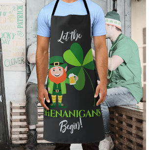 Tablier Farces Leprechaun Trèfle Fête de la Saint-Patrick