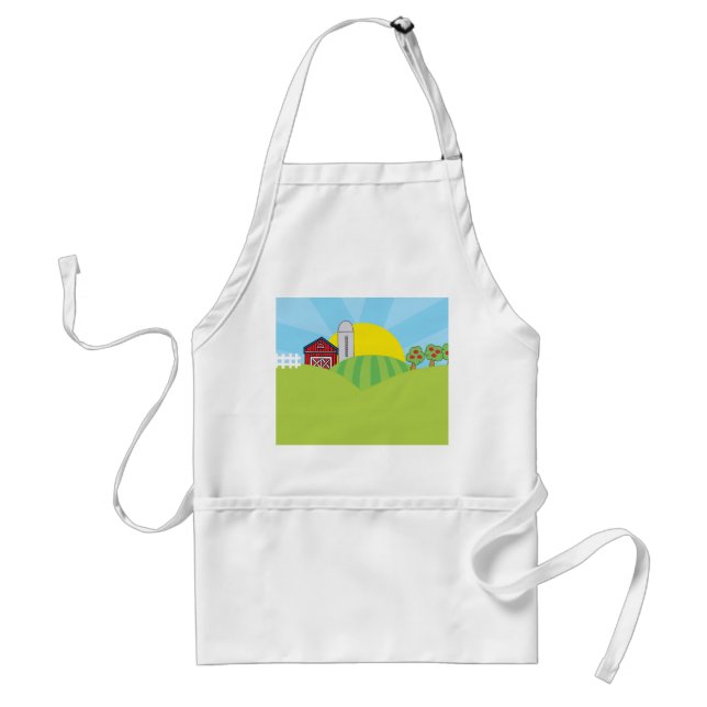 Tablier Farm Landscape Red Barn Silo Apple Trees (Devant)