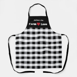 Tablier Farm Love Custom Black White Check