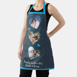 Tablier Faux Denim Blue White Family Modèle photo