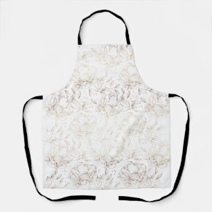 Tablier Faux Gold Foil Flore main tiré Élégant