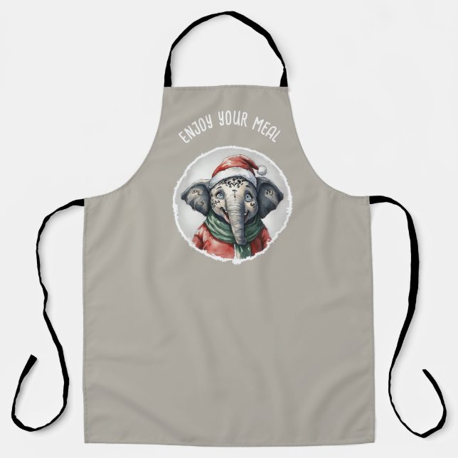 Tablier Favoris de Noël animal amusant - Elephant 2 (Recto)
