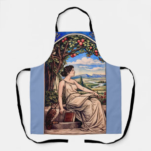 Tablier Femme Art Nouveau lisant sous un arbre d'époque